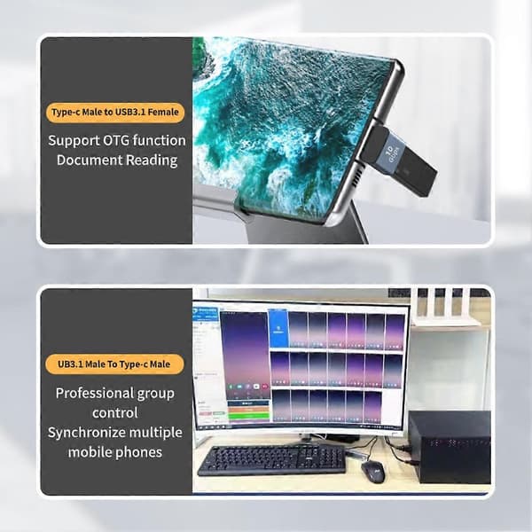 USB 3.1 til Type-C OTG-adapter 90 graders vinkel hurtiglading laderkonverterer USB3.1