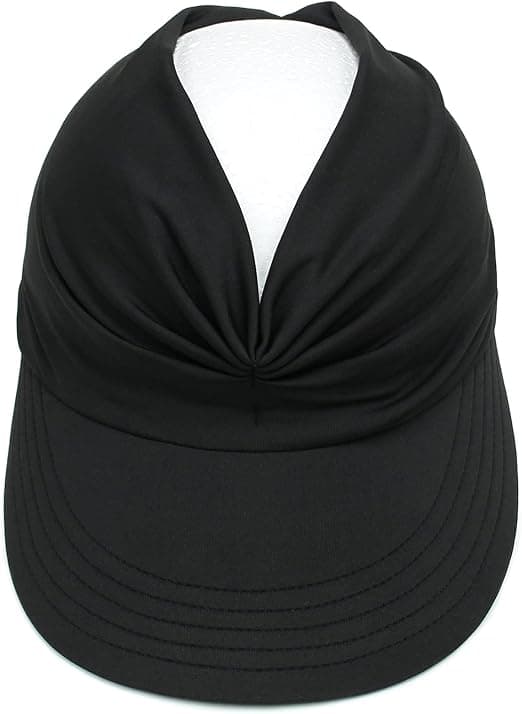 Dame solhat bred skygge sommer UV-beskyttelse solhat sammenfoldelig hestehale strandhat (sort)