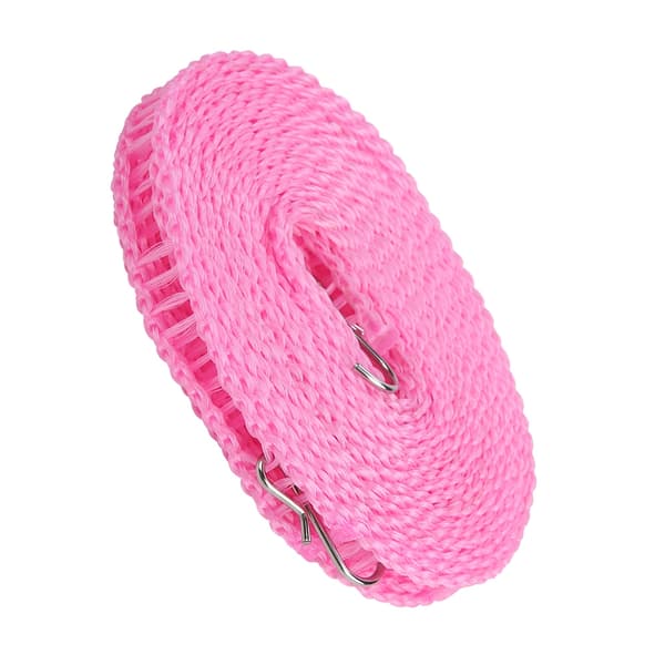 Portable Outdoor Clothesline Clothesline Non-slip Laundry Drying Rope 5 M Thickened (Pink)
