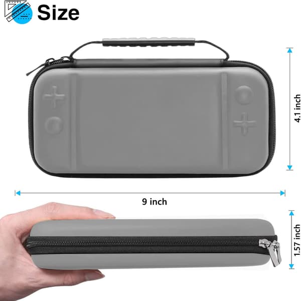 (Grå) 1 stk. Nintendo Switch Lite-etui, hårdt etui til Nintendo Switch Lite-konsol, inklusive 8 spilkort, JoyCon og andet tilbehør.