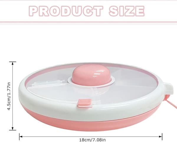 Roterende - snackssnurr - Rosa - snacksrotator - Gjenbrukbar - snacksboks - snacksbokser - Snacksbeholder - med - skuffer