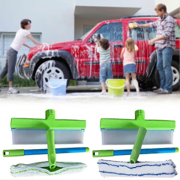 Recyclable Silicone Window Scraper Kit, Reusable Glass Cleaning Tools with Silicone Scraper and Microfiber Scrubber for Car Glass [DB] Blue Blue