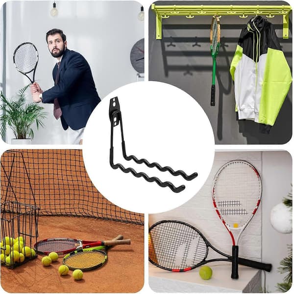 Veggfeste for tennisracket i metall, robust racketorganisator laget av stål