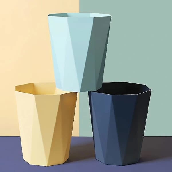Diamond-shaped waste bin for home, living room, bathroom, kitchen, open, large, creative, bedroom, office, blue S
