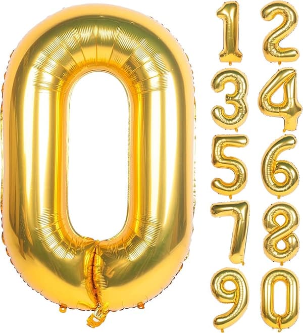 Kultaiset numerofolioilmapallot (Kulta 0)