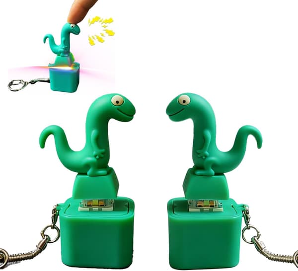 Cute Lizard Fingertip Sound Keychain with LED Light, Fun and Stress-Relieving Portable Anxiety Toy (2-pack)
