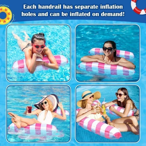 Inflatable Pool Chair, 4-in-1 Multi-Mattress Inflatable Pool Float, Inflatable Pool Hammock for Adults