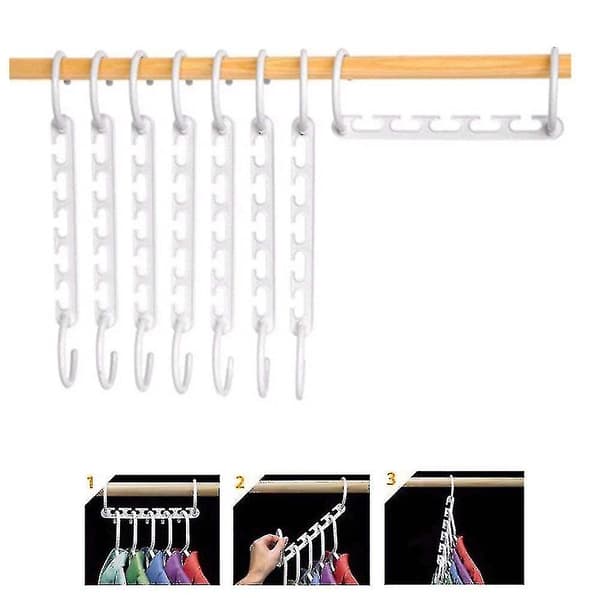 Plassbesparende Multifunksjonell Magisk Wondergarderobe Organizer Henger Klær 8stk-9