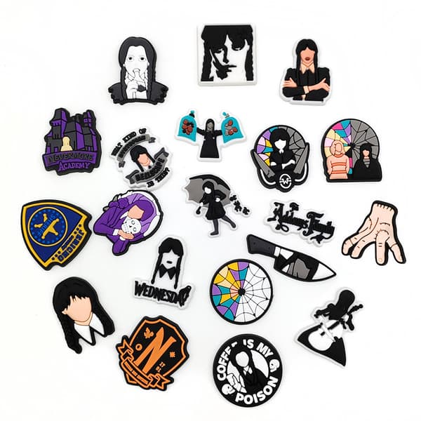 20 st 3D Clogs Sandals Ornaments (Wednesday Addams), Shoe Charms