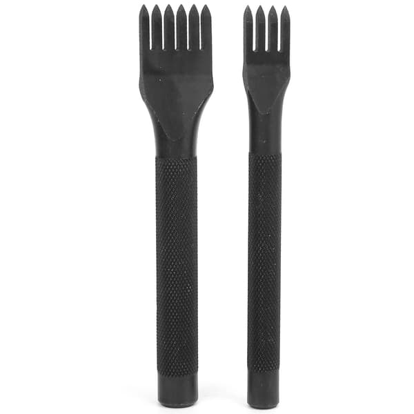 4 pcs. Leather Craft Tools with Fork Chisel, Black Galvanizing, Leather Craft Chisel 3 mm