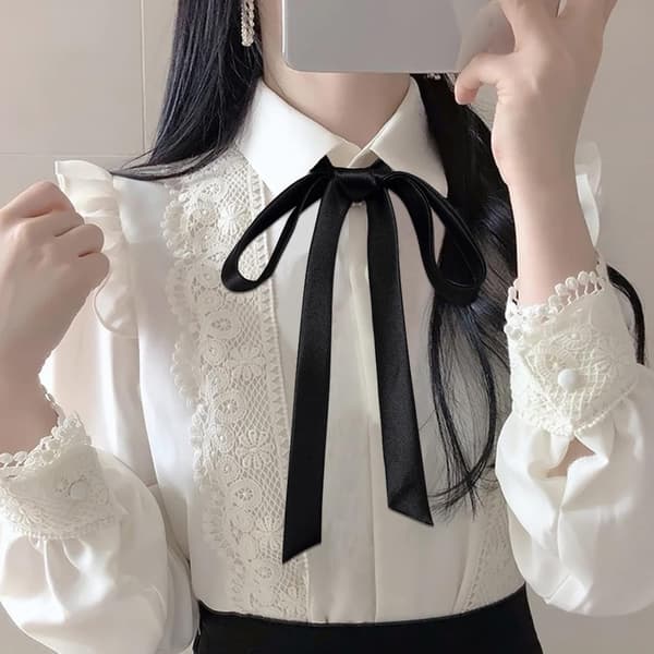 Sløyfe for kvinner, ensfarget polyester-sløyfe til uniform, skole, bryllup, cosplay, T-skjorte-tilbehør -