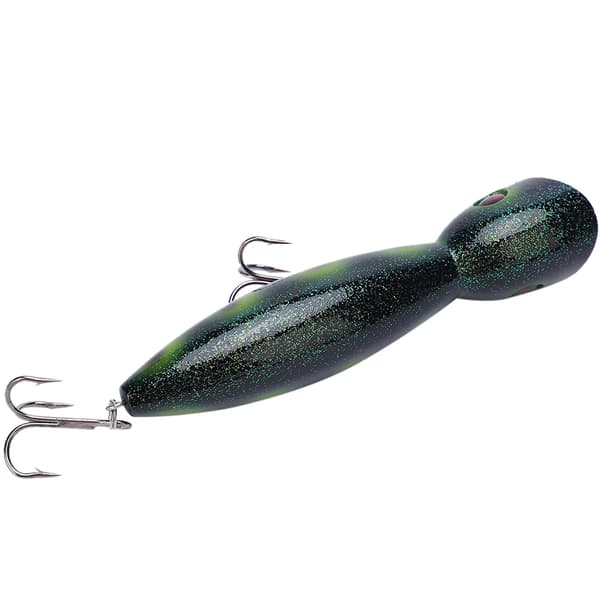 Bærbar PC-simulering Kunstig Popper-agn Fiskeutstyr Treble Hooks (mørkegrønne flekker)