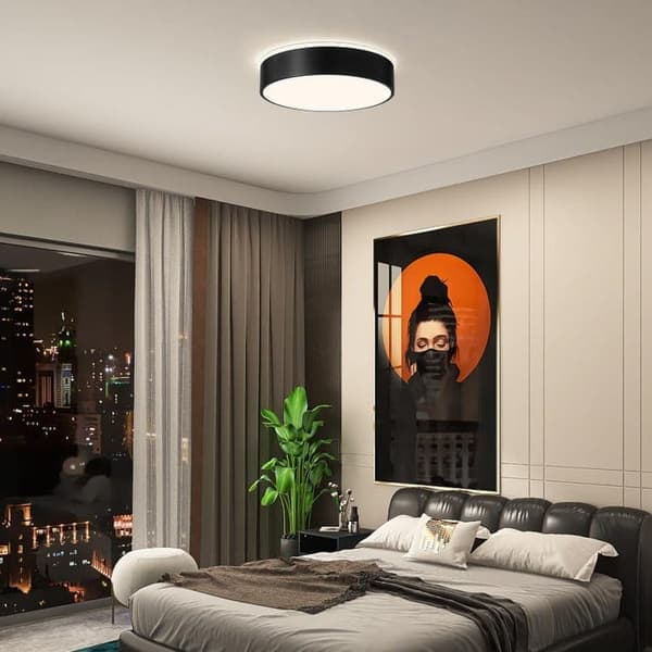Sort LED Loftlampe, Minimalistisk Plafond, Loftlampe 3 Farvetemperaturer, 24 cm Velegnet til Soveværelse Balkon Spisestue Studieværelse