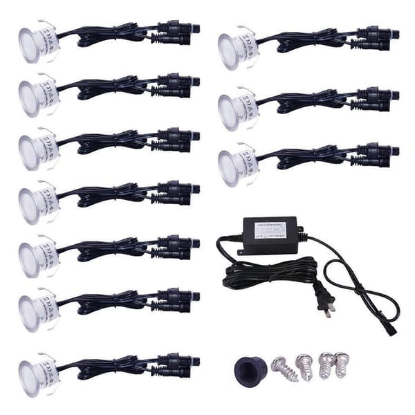 10 Stykker LED Dekklys Hagevei Lampe Vanntett [DB] Hvit White