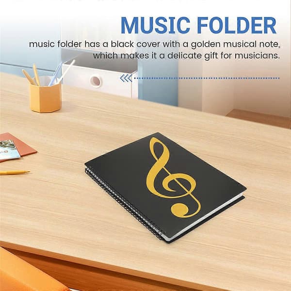 Sheet Music Folder, 60 Pages, Notes/Holder, Fits A4 Letter Size, Writable & Removable Choir Fo