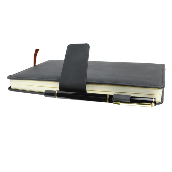 A5 Notebook PU Leather Cover Smooth Ink-Proof Thick Paper Lined Notebook with Pen Case for School Office Travel Black