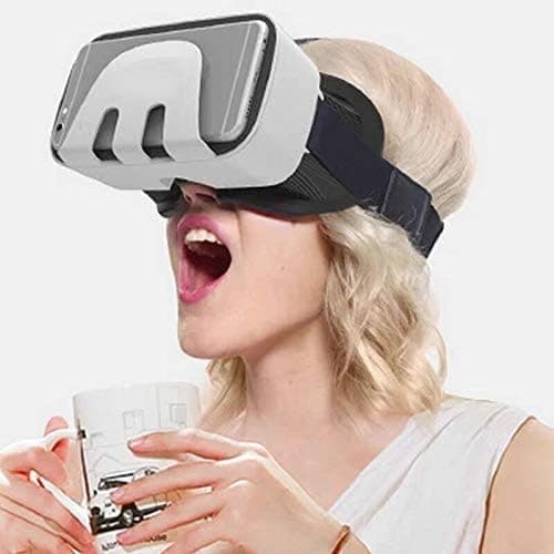 (White) VR Headset for Mobile Phones, Lightweight, Adjustable and