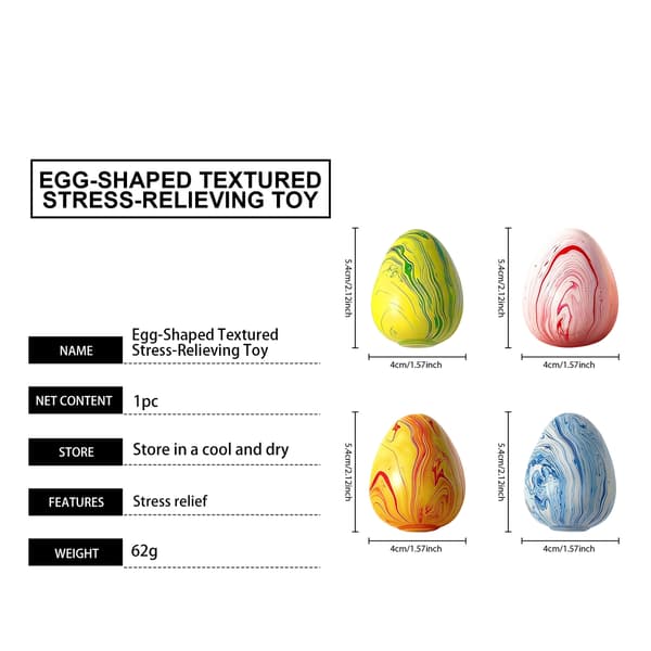 Eggformet teksturert stressavlastende leketøy (blå, 1 stk)