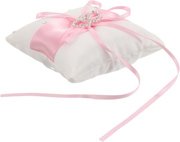 Bryllupsringpude ringpude til bryllup af satinpolyester og PP-bomuld 9x9cm pink bryllupsfest bryllupsceremoni -