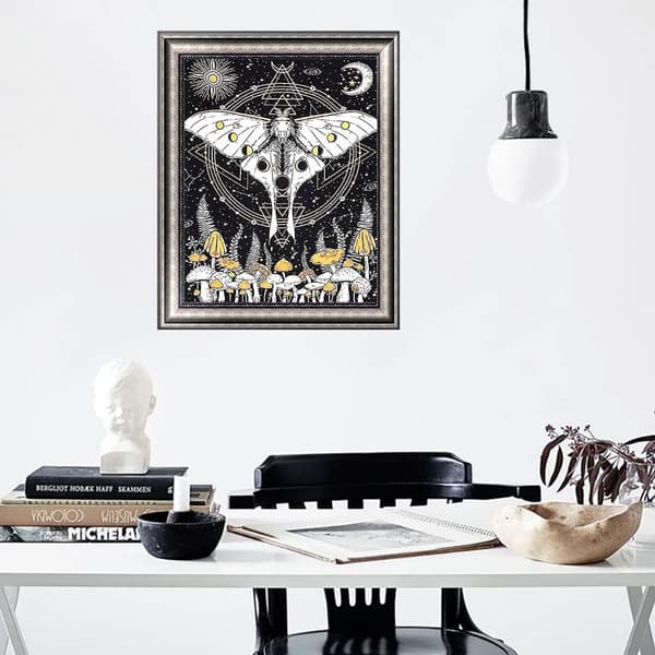Meditationssommerfugl Diamantmaleri Fuld Diamant, Diamantkunst &
