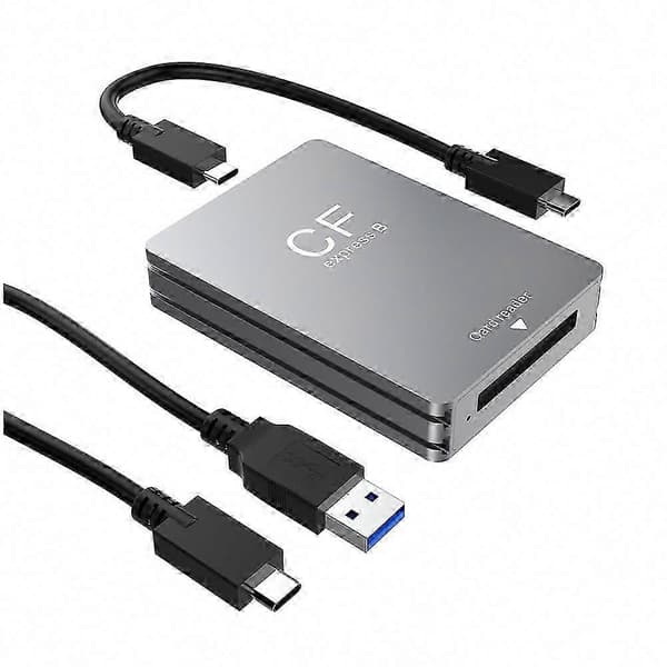 CFexpress Type B Card Reader USB 3.2 Gen2 10Gbps, USB-C to USB-C/A Cable Included Silver-gray Silver-gray