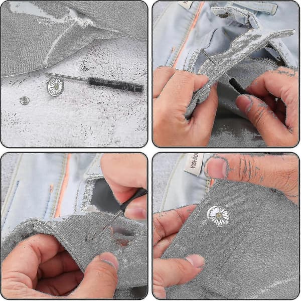 50 Pcs No-Sew Jean Buttons - Metal Replacement Buttons for Jeans [xh]