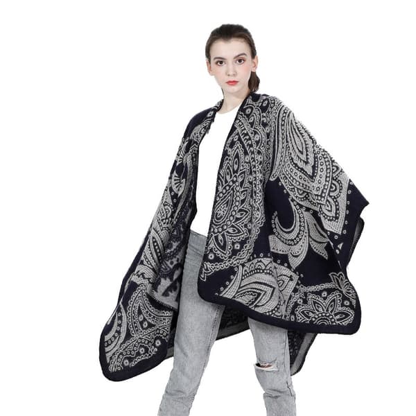 Dame tørklæde wraps Stole Vinter Varm Tykt tæppe Oversized tørklæder (blå)
