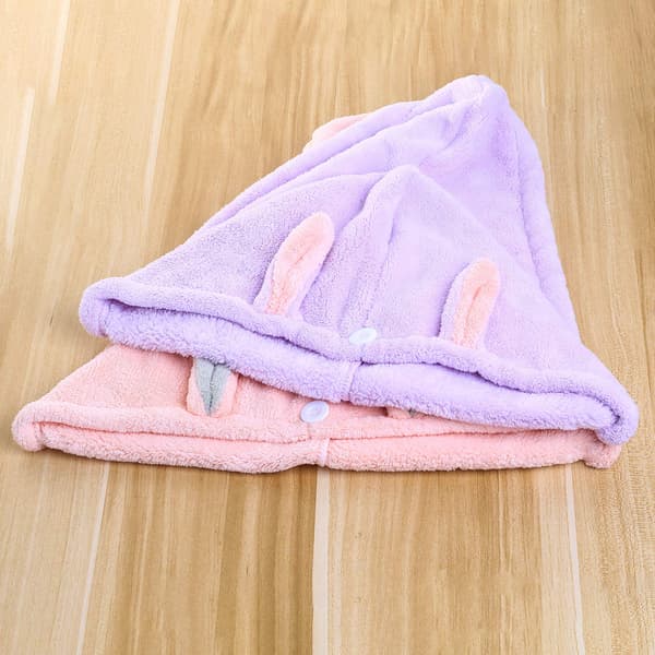2-pack hårturban, mikrofiberhårhanddukar, rosa och lila