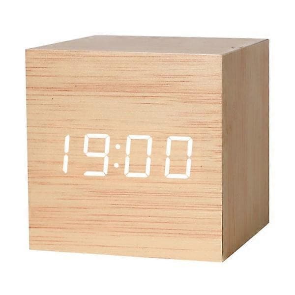 Digitalt LED Vækkeur - Træ Vækkeur Lysstyrke