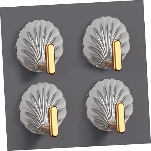 4 stk Shell Sticky Hook Opbevaringskroge Bøjle Håndklædeholder Vægkrog