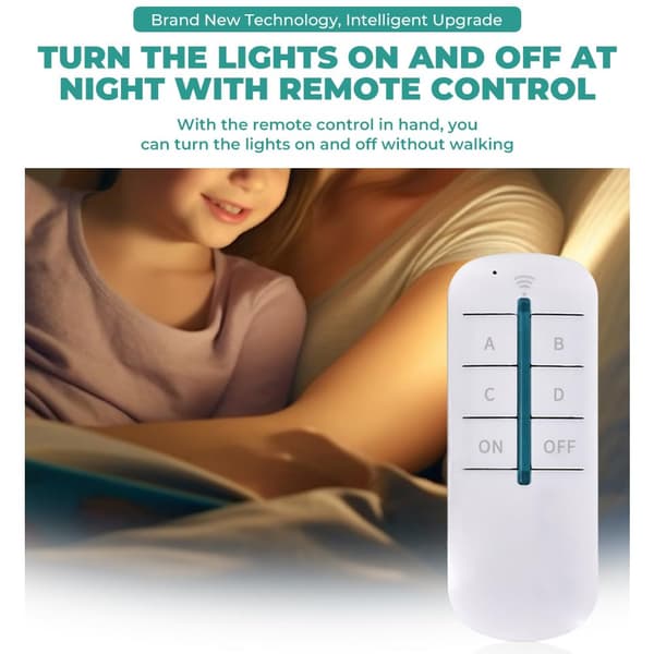 Wireless Light Switch, 4-Way Remote Control Light Switch, ON/OFF 200V-240V Wall Light Switch for Home Lighting