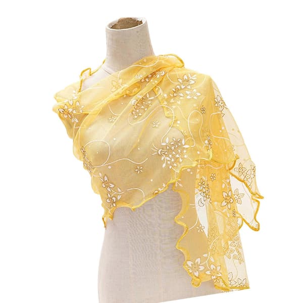 Elegant blomstret blondesjal i glatt polyester – stilig tilbehør for moderne kvinner, gul Yellow