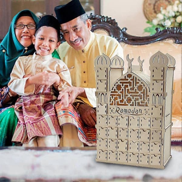 Ramadan-kalender, gjenbrukbar trekaldender med 30 skuffer, Eid Mubarak-dekorasjon, Ramadan-kalender