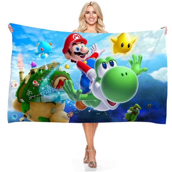 Super Mario Microfiber Beach Towel Swimming Pool Blanket Quick Dry 150 x 75 cm A A 75*150cm A 75*150cm
