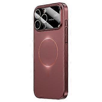 Compatible Magnetic Case for iPhone 16 Pro, Large View Window, Matte PC Back with Lens Protector (Wine Red)