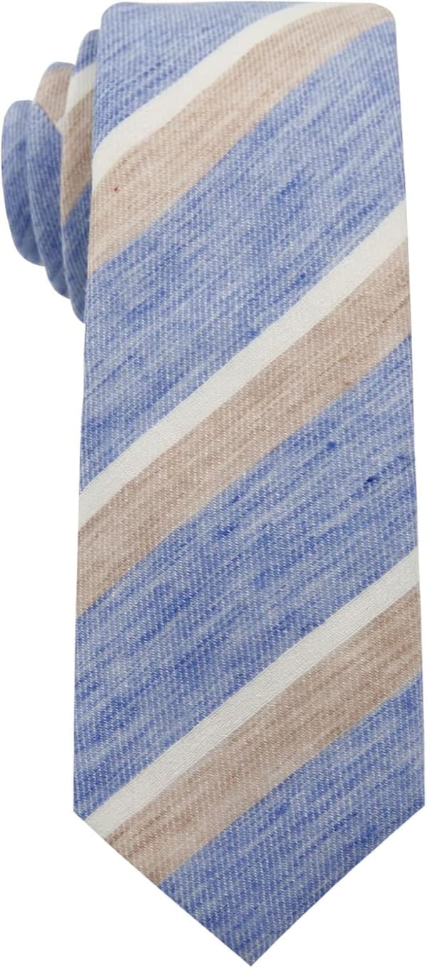 Slips til mænd, 2,56\" bomuldsslips stribede ternede slips til brudgom, brudesvende, bryllupsfest, jul, lyseblå beige - Light Blue Beige