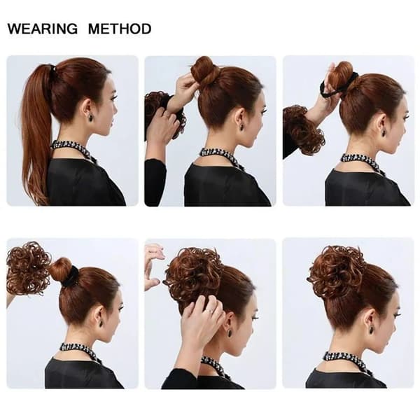 Hår Extensions Hårstykke Scrunchie Opsætninger Messy Hestehale Knold Bølget VOLUMINØS Hår Extensions Askeblond