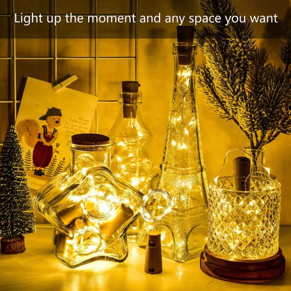Pakke med 12, 20 LED Flaskelys Fairy String LED-lys (Varm Hvid)