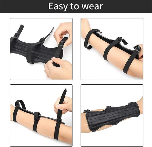 Arm Guard for Elbow, Adjustable Archery Arm Guard with Finger Guard, Leather Elbow Guard for Recurve Compound Bow