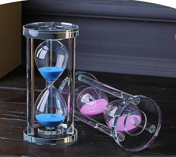 Transparent Krystal Timeglas Timer Sand Ur Håndværk Glas Dekoration, 30 Minutter Blå