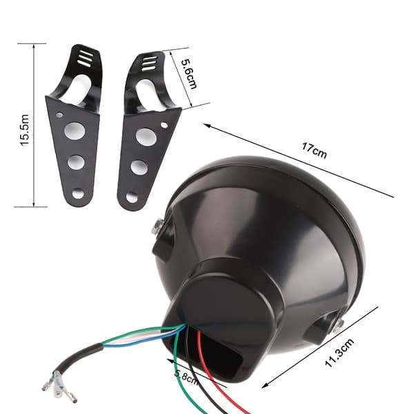 7\" Universal 12V H4 35W Round Motorcycle Yellow LED Headlight With Black Bracket