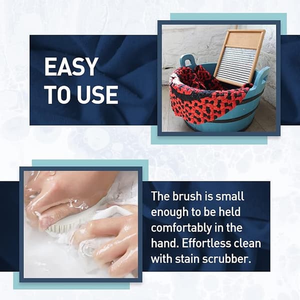 Soft Bristle Laundry Brush - for Stains, Clothes, Shoes - Gentle Scrub Brush with Comfortable Grip - 2-pack