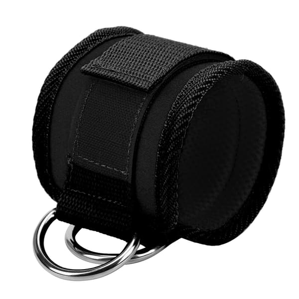 Exercise Foot Straps for Cable Machine Double D-Ring Adjustable Neoprene Ankle Straps (Black)