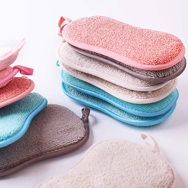 Washable and Reusable Sponge, Eco-Friendly Microfiber Scrubber, Antibacterial Mat, Household Scrubber, Pot, Odorless Brush (6 Pcs)
