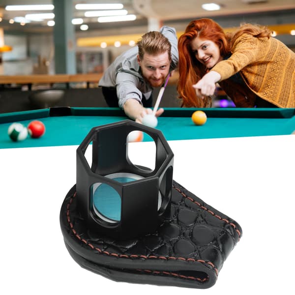 Billardkridtholder Bærbar Ottekantet Pool Kø Kridtetui med Magnetisk Klips til Snooker Værktøjstilbehør Sort