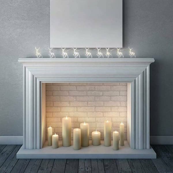 Warm White 1.5 Meter 10 Lights Battery Operated LED Lantern Christmas Reindeer
