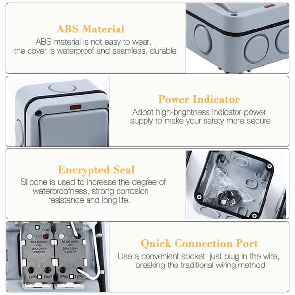 IP66 Waterproof Switch with Independent Switch and Indicator Light