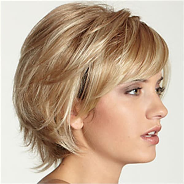 Kvinde Brun Blond Gradient Fluffy Personlighed Kort Krøllet Hår