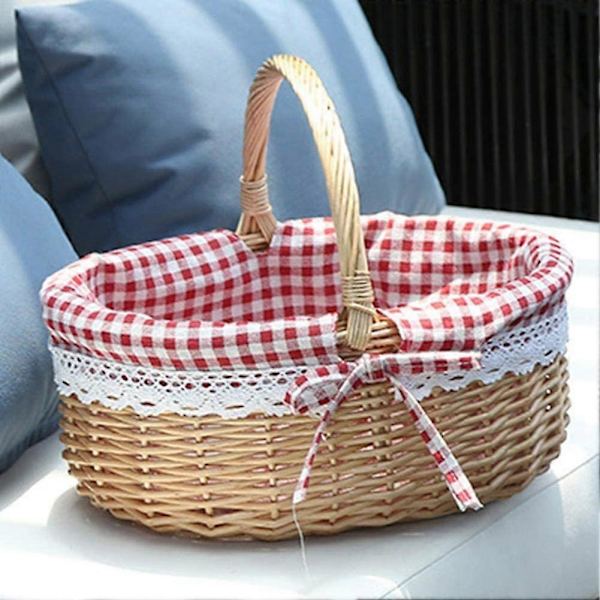 Wicker Gift Baskets Empty Oval Willow Woven Picnic Basket with Handle Wedding Basket Small