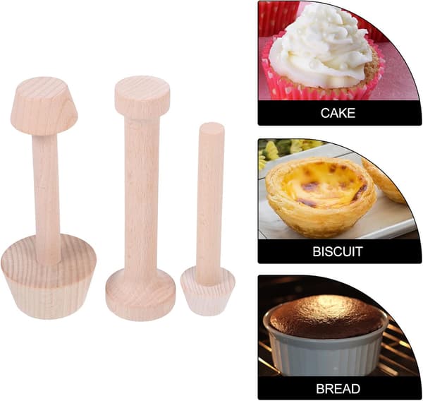 3pcs DIY Egg Tart Molds Wooden Egg Tart Molds Non-stick Coating Easy Release Baking Molds